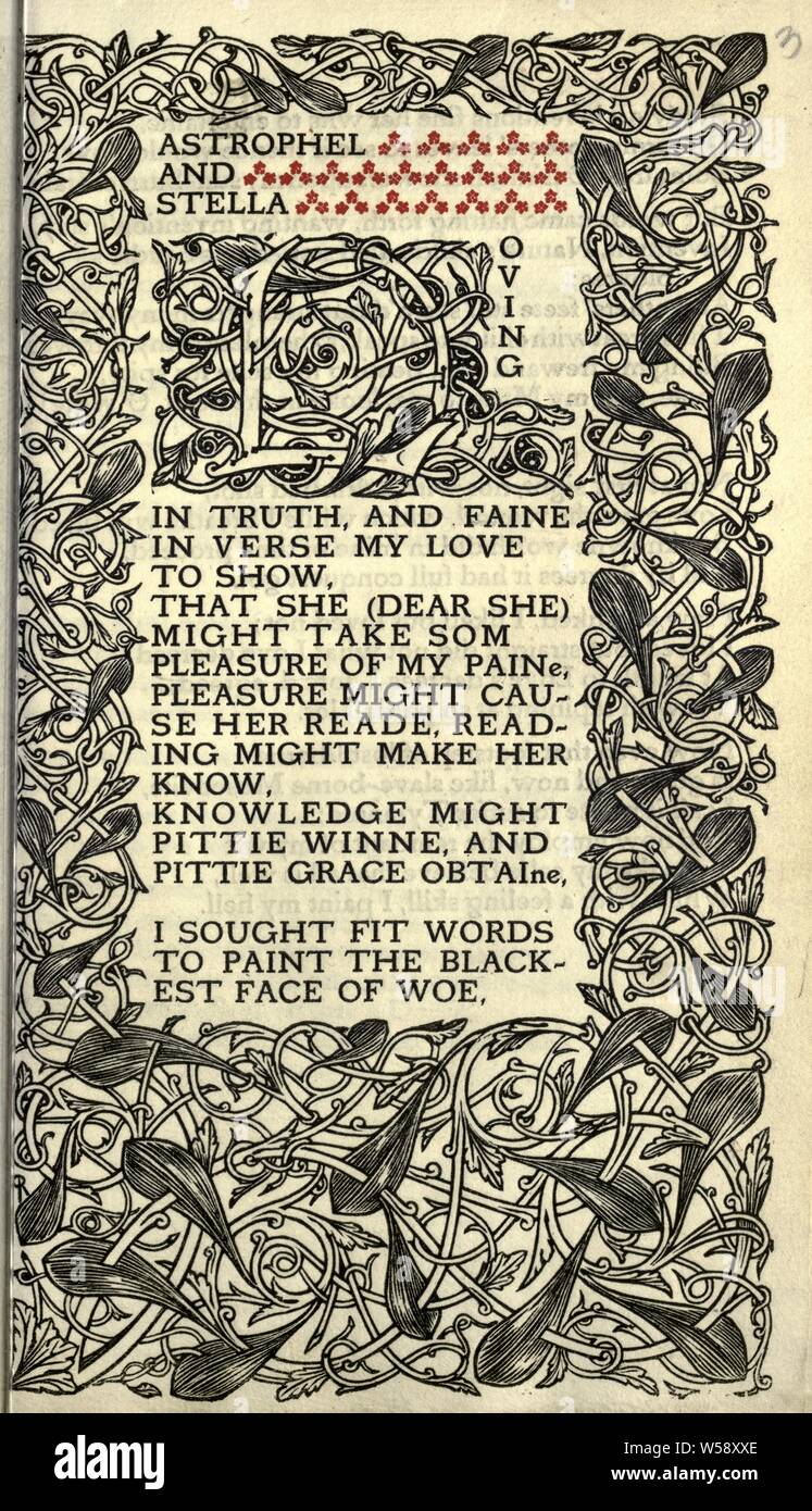 Sonnets. [The text carefully prepared from the earliest editions by John Gray. The ornaments designed and cut on the wood by Charles S. Ricketts.] : Sidney, Philip, Sir, 1554-1586 Stock Photo