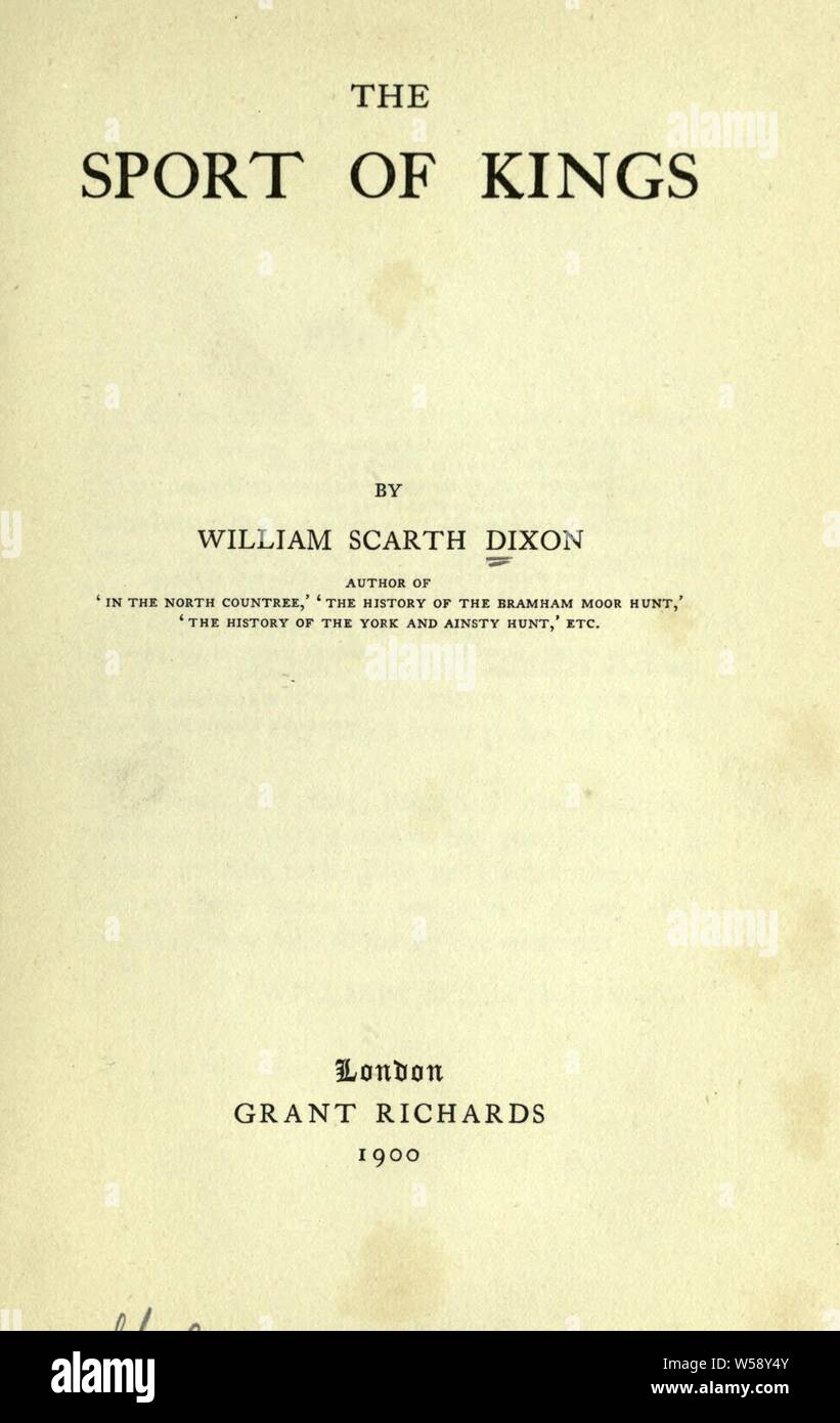 The sport of kings Dixon, William Scarth Stock Photo Alamy