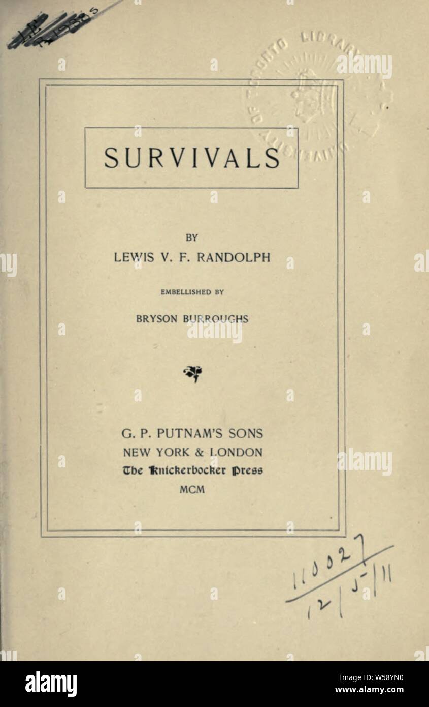 Survivals. Embellished by Bryson Burroughs : Randolph, Lewis Van Syckel Fitz, 1838-1921 Stock Photo