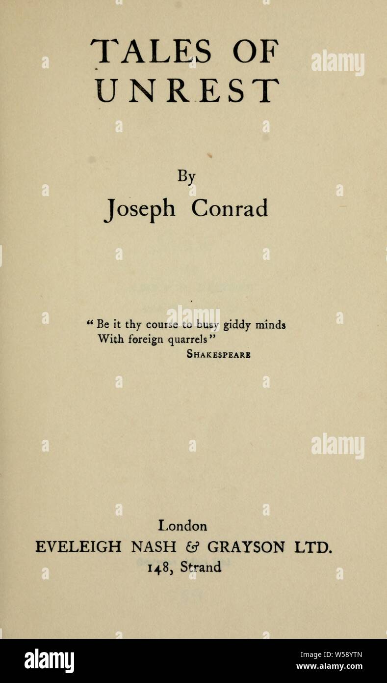 Tales of unrest : Conrad, Joseph, 1857-1924 Stock Photo