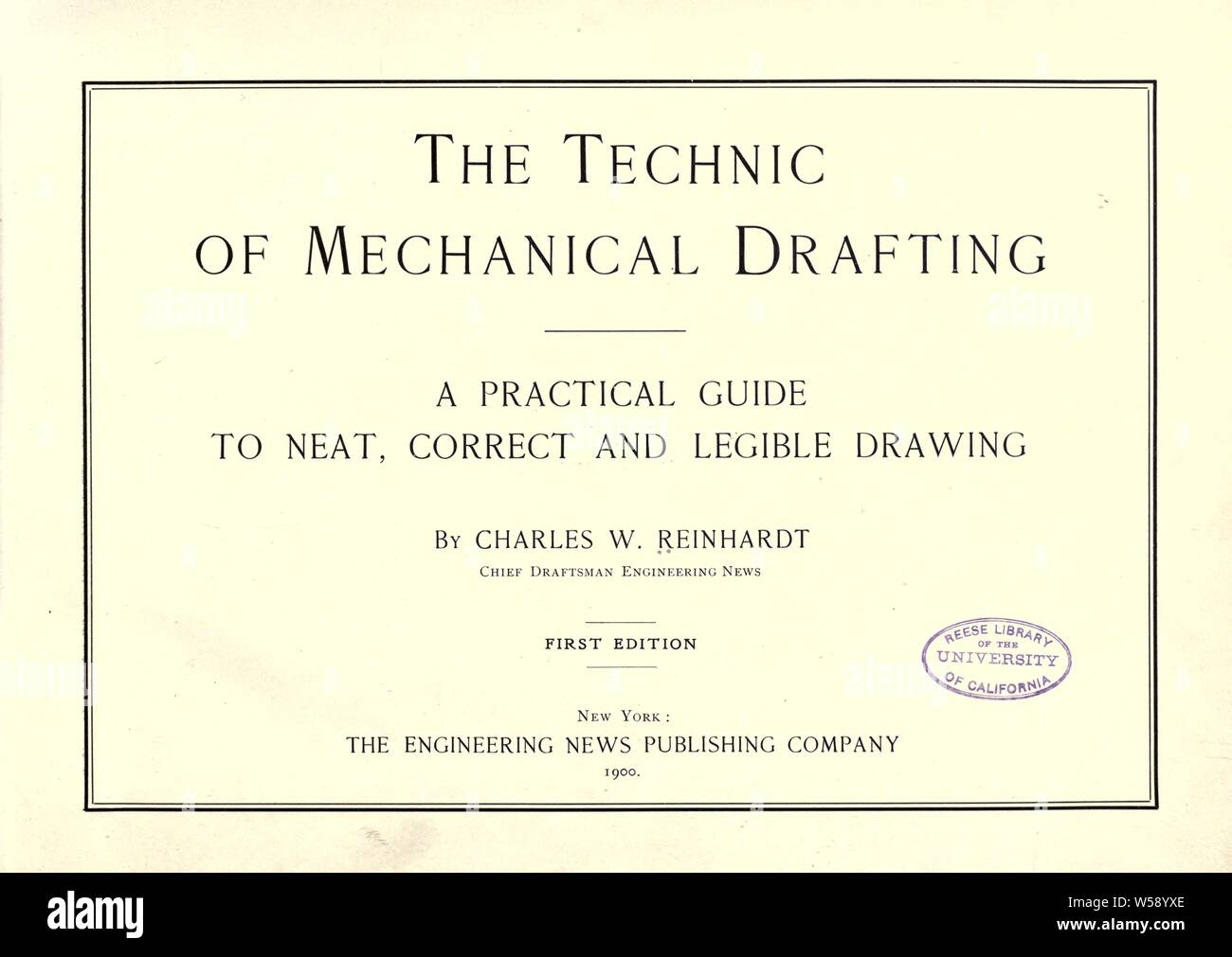 The technic of mechanical drafting; a practical guide to neat, correct and legible drawing : Reinhardt, Chas. William (Charles William), b. 1858 Stock Photo