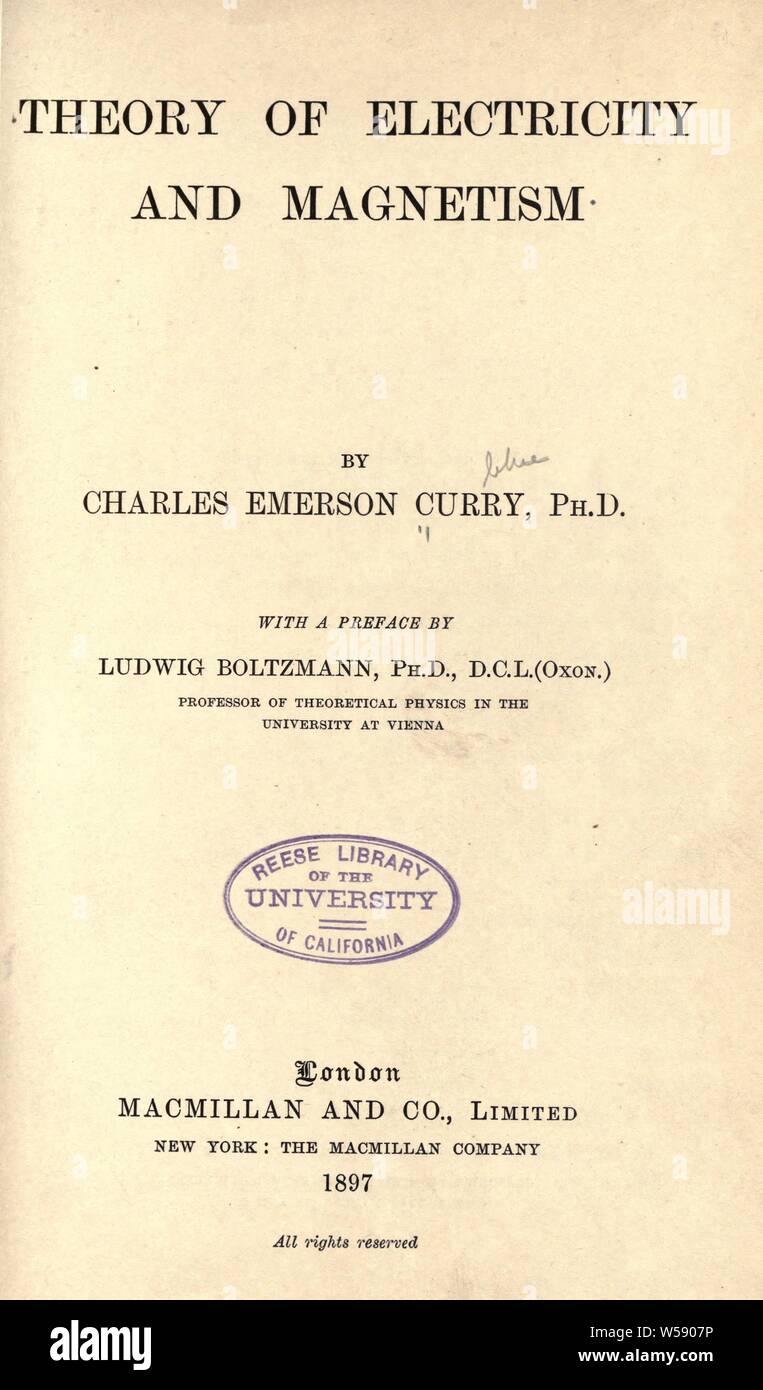 Theory of electricity and Curry, Charles Emerson Stock