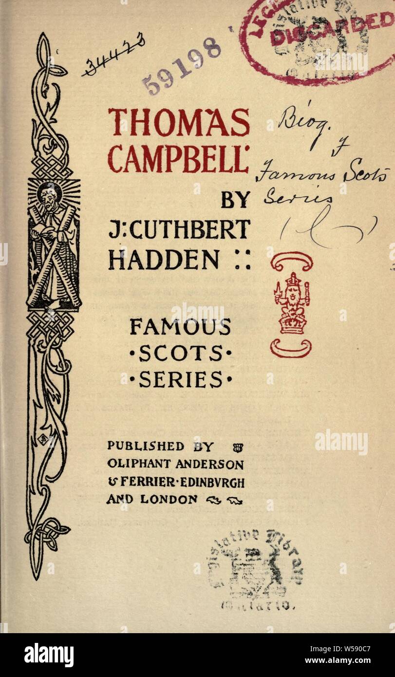 Thomas Campbell : Hadden, J. Cuthbert (James Cuthbert), 1861-1914 Stock Photo
