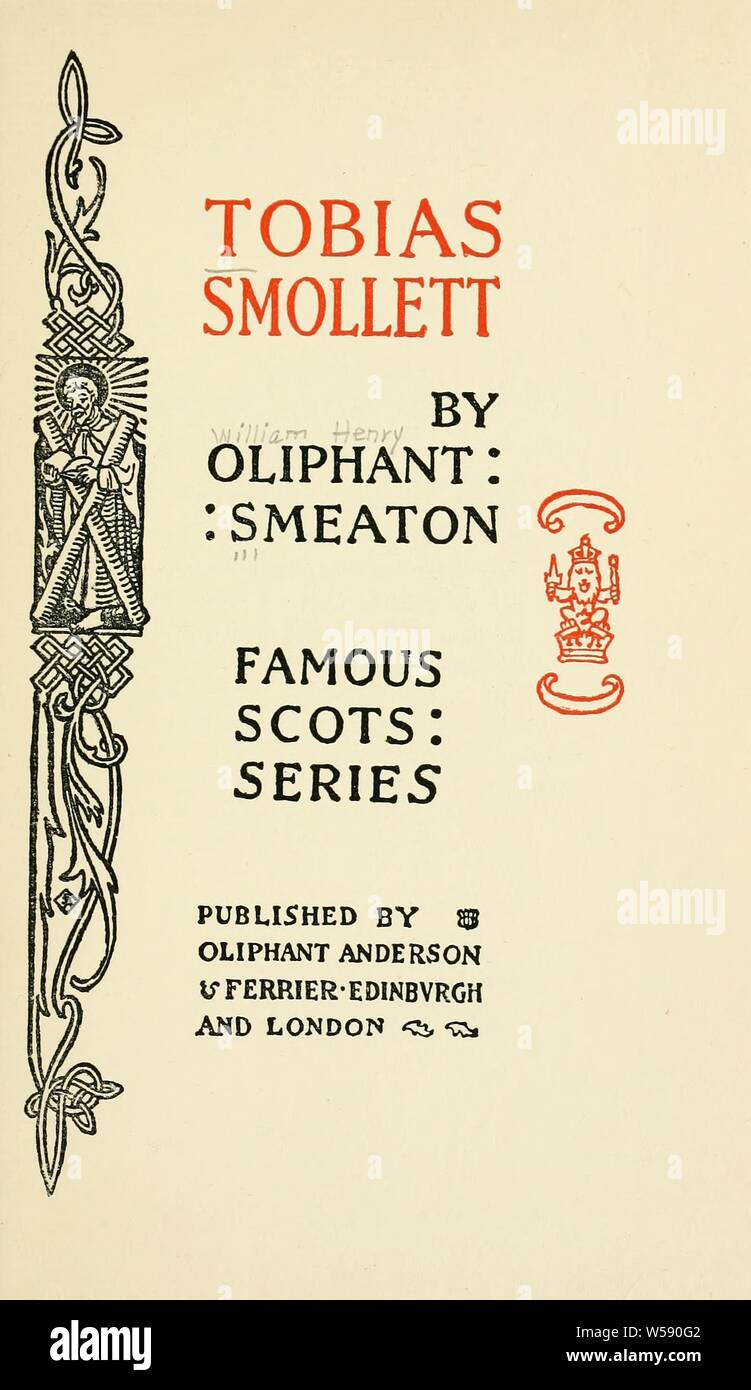 Tobias Smollett : Smeaton, William Henry Oliphant, 1856-1914 Stock Photo
