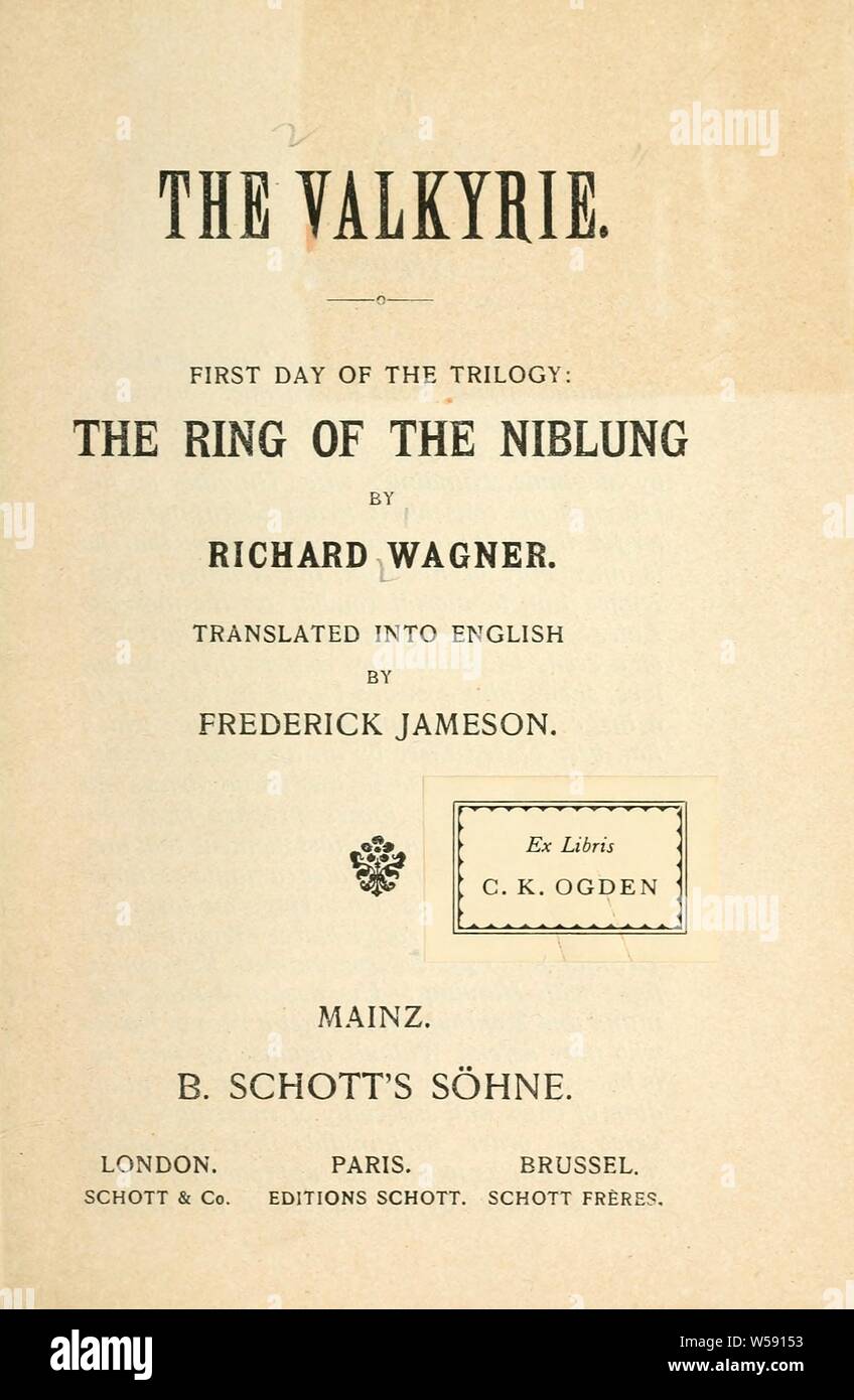 The Valkyrie : first day of the trilogy : The ring of the Niblung : Wagner, Richard, 1813-1883 Stock Photo