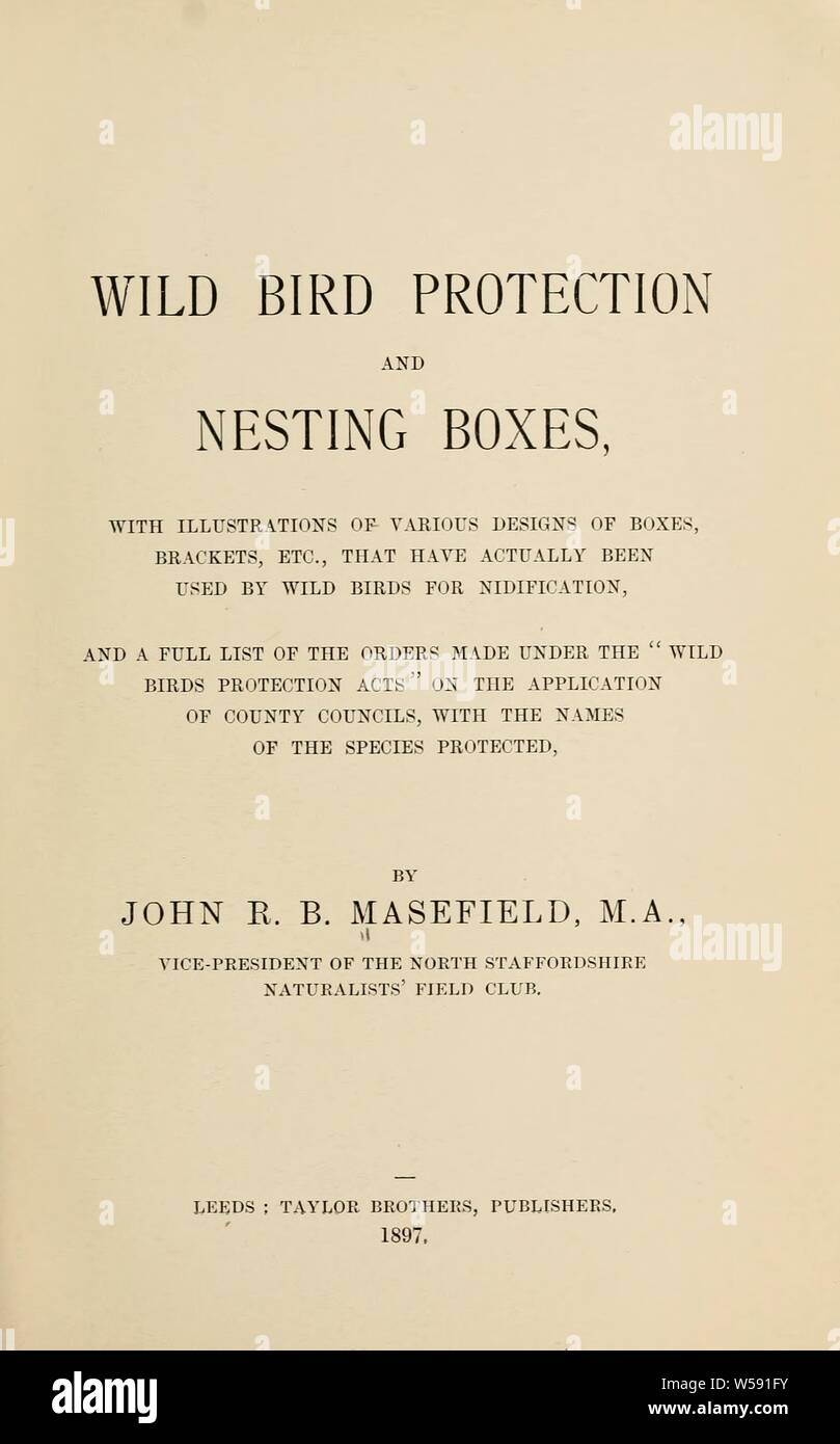 Wild bird protection and nesting boxes and a full list of the