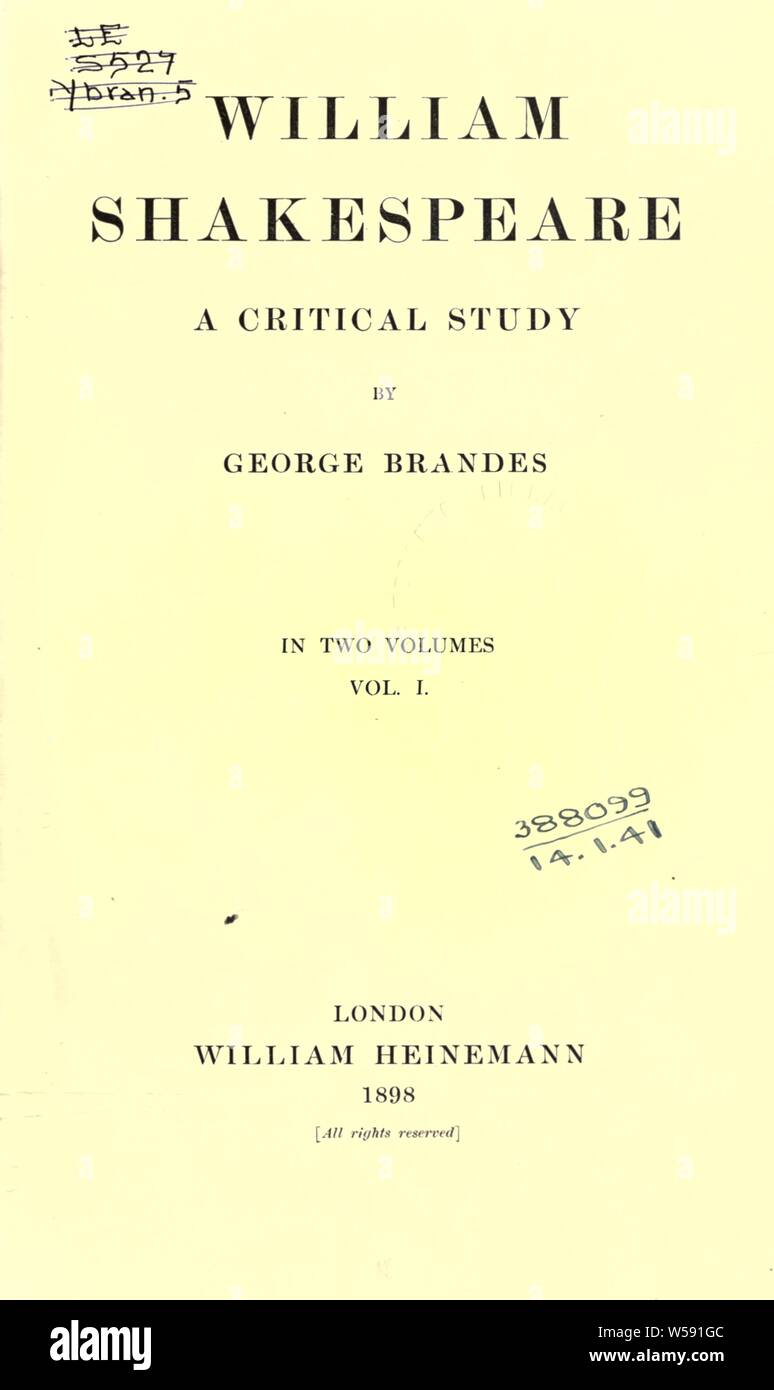 William Shakespeare, a critical study : Brandes, Georg Morris Cohen ...