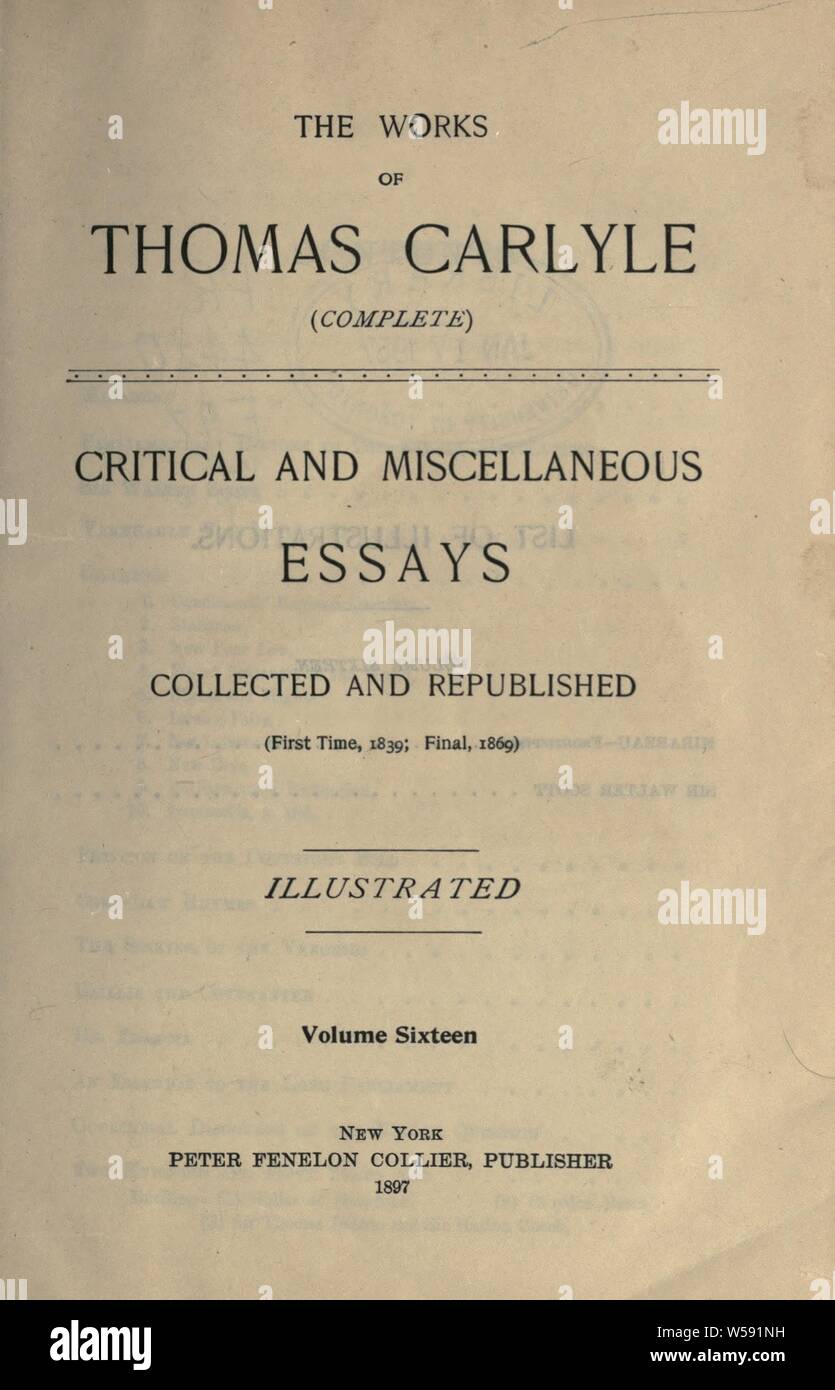 Works; complete Carlyle, Thomas, 17951881 Stock Photo Alamy