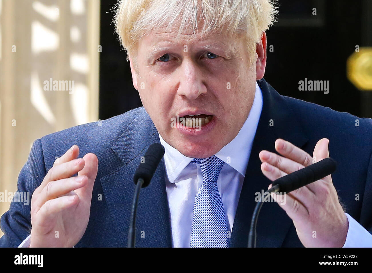 July 24, 2019, London, United Kingdom: Boris Johnson at Downing Street making a statement following his appointment by the Queen as the 77th British Prime Minister. Credit: Steve Taylor/SOPA Images/ZUMA Wire/Alamy Live News Stock Photo