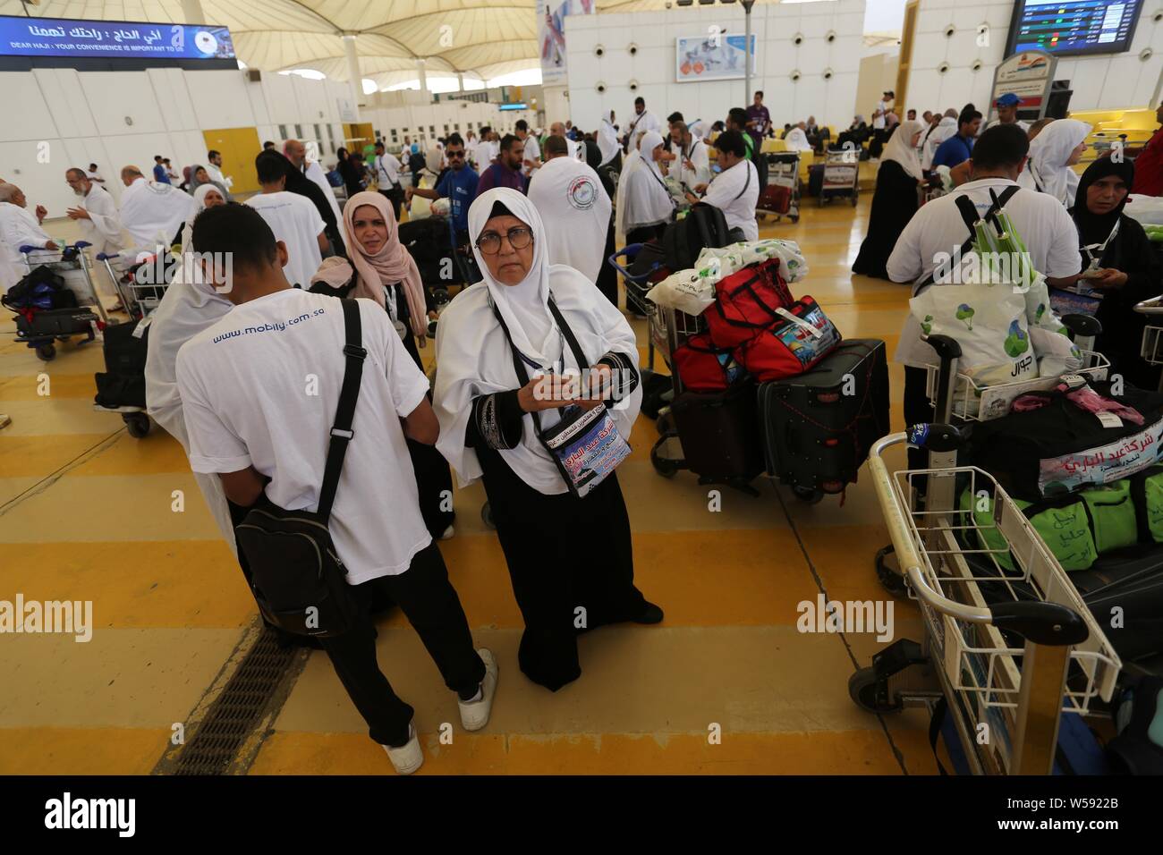 July 26 2019 Jeddah Jedddah Saudi Arabia The Journey Of Palestinian Pilgrims To Attend The Annual Pilgrimage To Mecca Hajj From The Rafah Crossing Border To Jeddah Airport Through Egypt S Cairo Airport