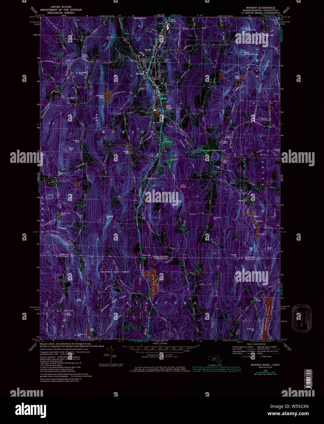 Massachusetts USGS Historical Topo Map MA Monson 351112 1967 25000