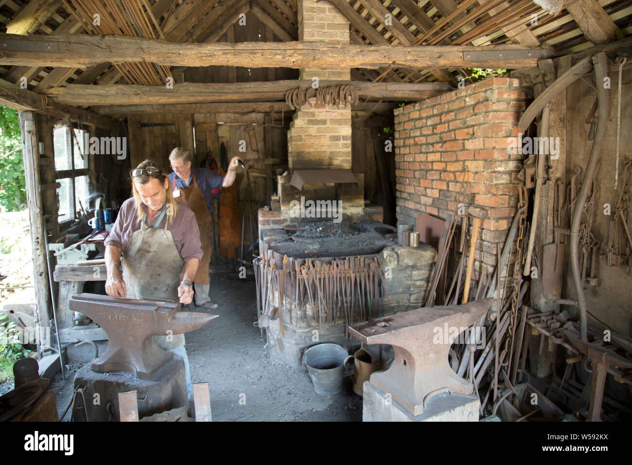 Victorian Blacksmith Forget, Used in the BBC TTV Programme 'The Repair Shop', Sussex, England Stock Photo