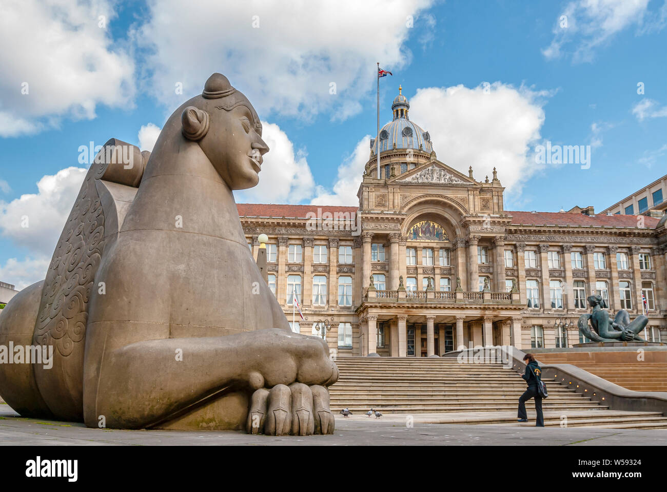 Artwork in front of the Birmingham Museum & Art Gallery and Council House, England Stock Photo