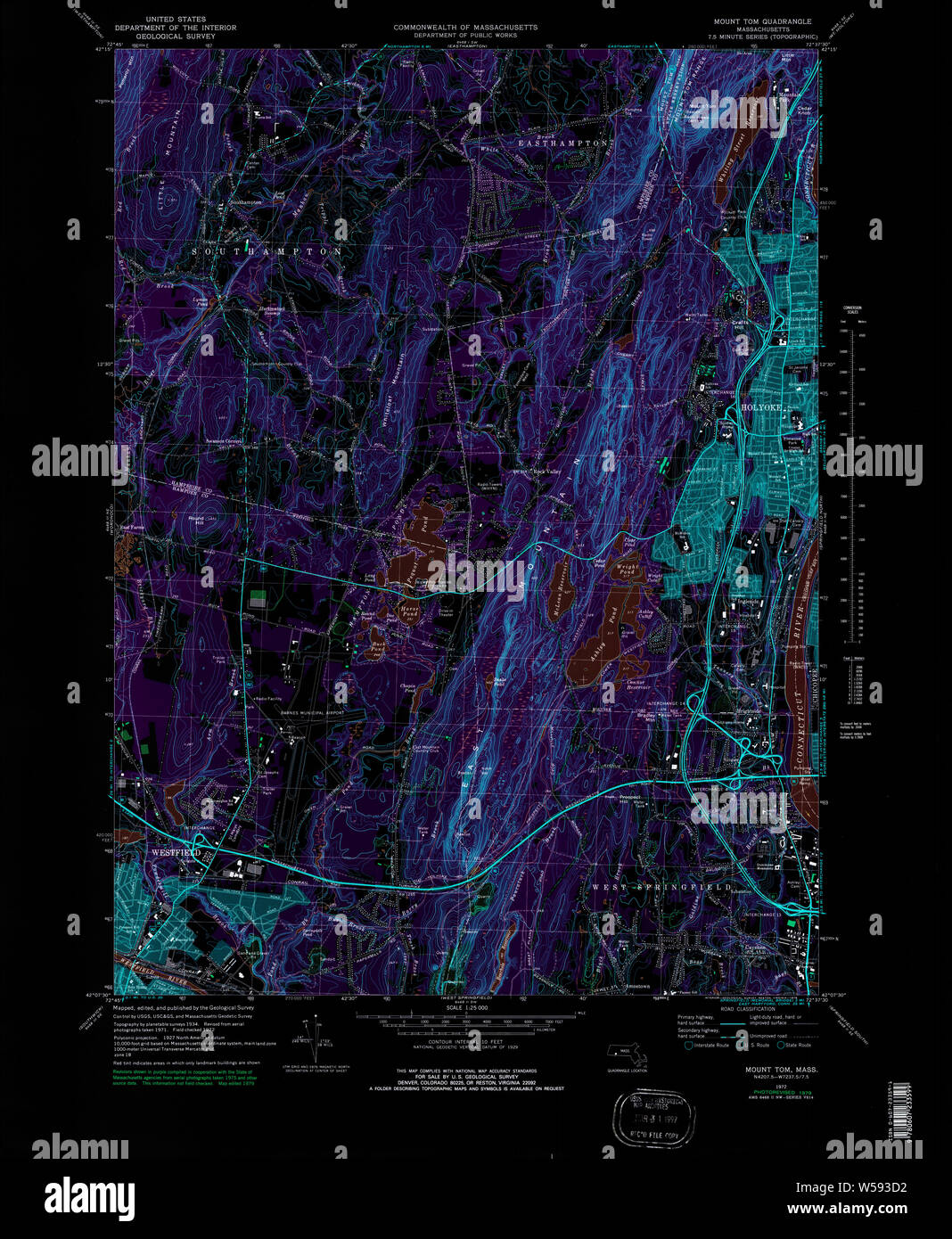 Massachusetts USGS Historical Topo Map MA Mount Tom 351122 1972 25000