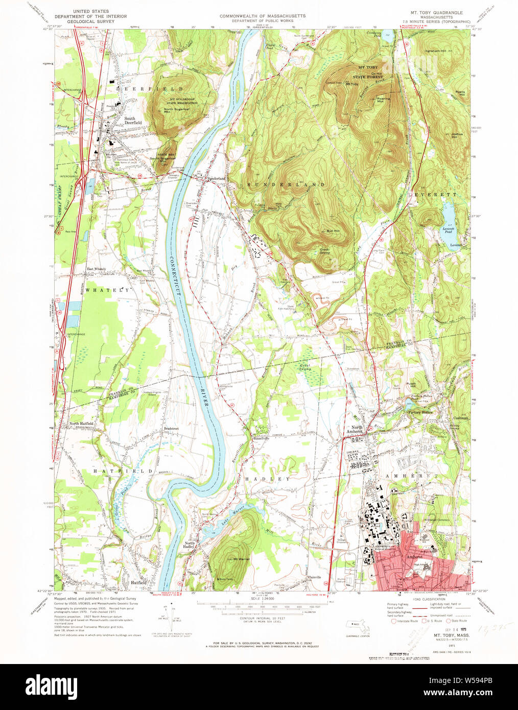 Massachusetts USGS Historical Topo Map MA Mt Toby 350327 1971 24000 ...