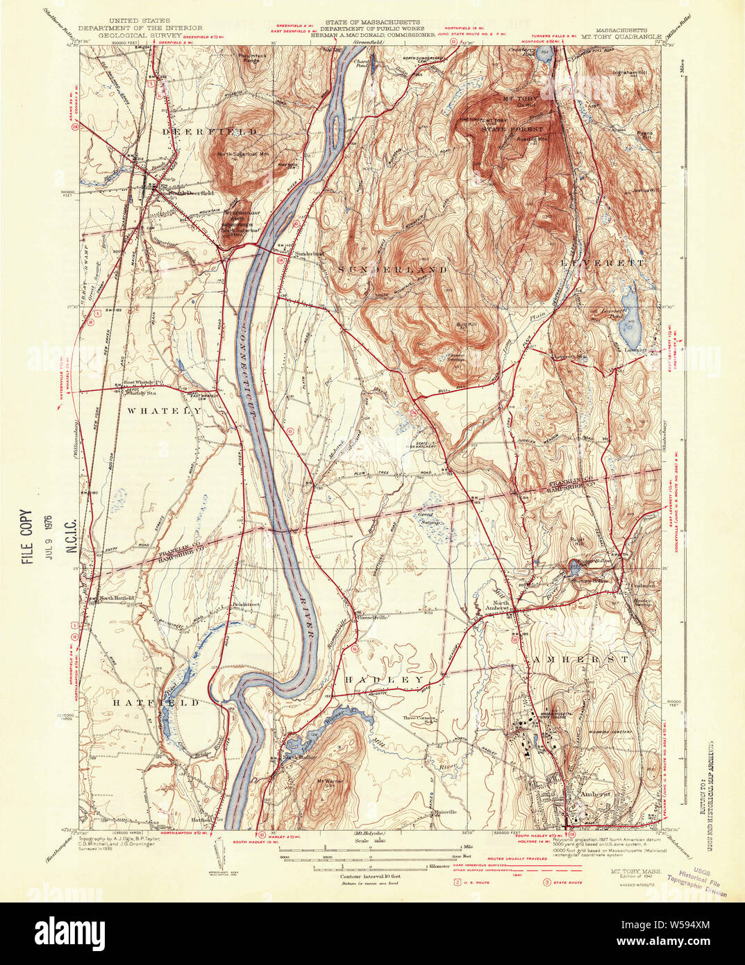 Massachusetts USGS Historical Topo Map MA Mt Toby 351931 1941 31680 ...