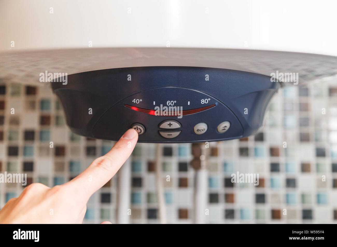 Switch off an electric boiler Stock Photo Alamy
