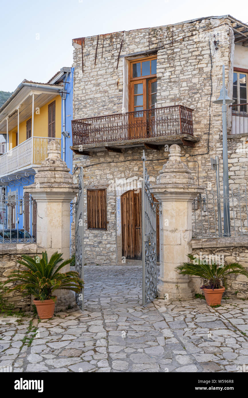 Beautiful authentic cypriot houses and streets in old Lefkara village. Larnaca District, Cyprus. Stock Photo