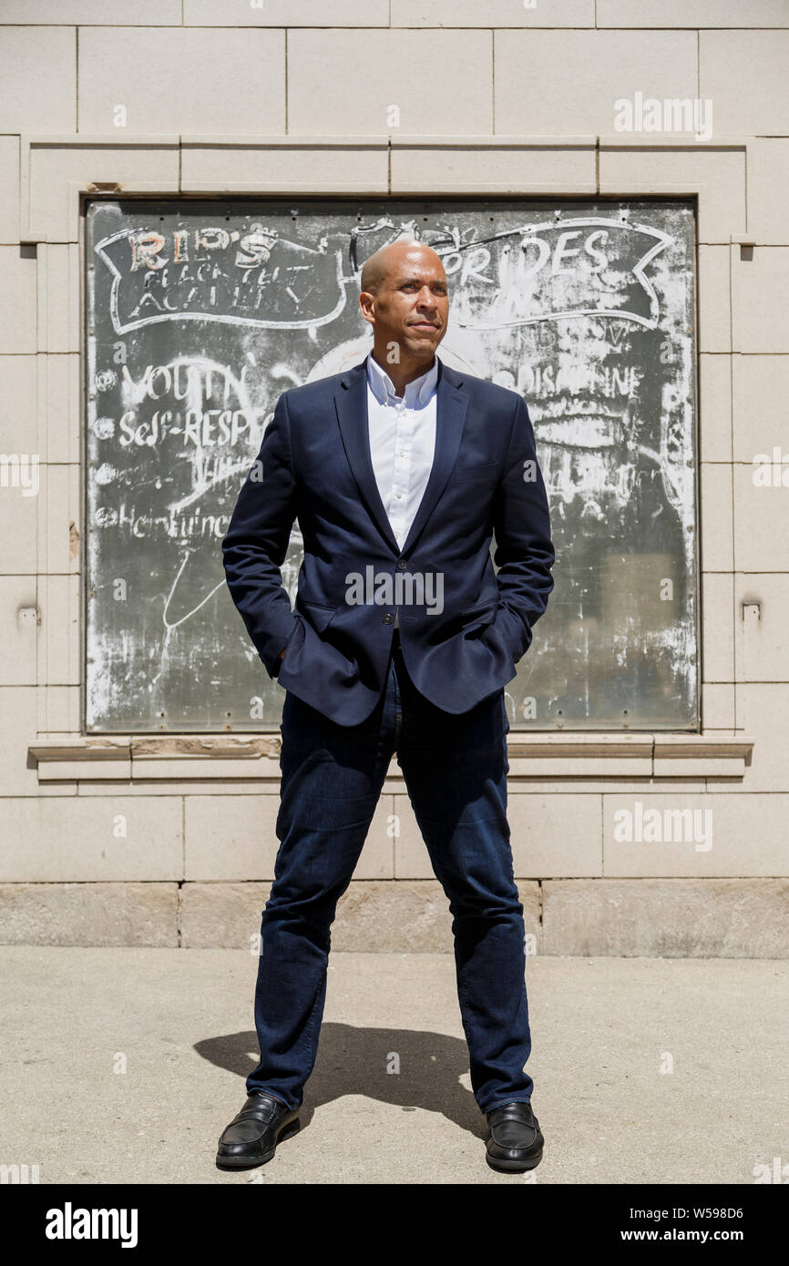 Cory Booker, New Jersey Senator and 2020 Democratic presidential candidate, photographed in Milwaukee, Wisconsin on Tuesday April 23rd, 2019. Stock Photo