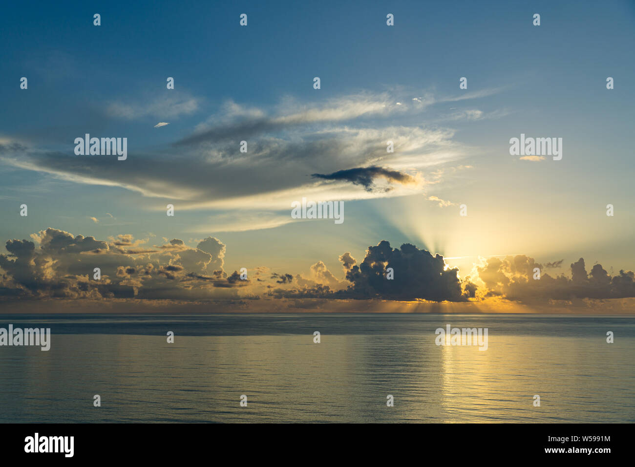 Sunrise on a beautiful summer morning over the Atlantic Ocean Stock ...