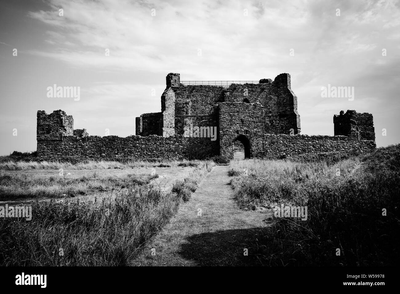 Piel Castle / Fouldry Castle / Pile of Fouldray (Black and White) Stock Photo