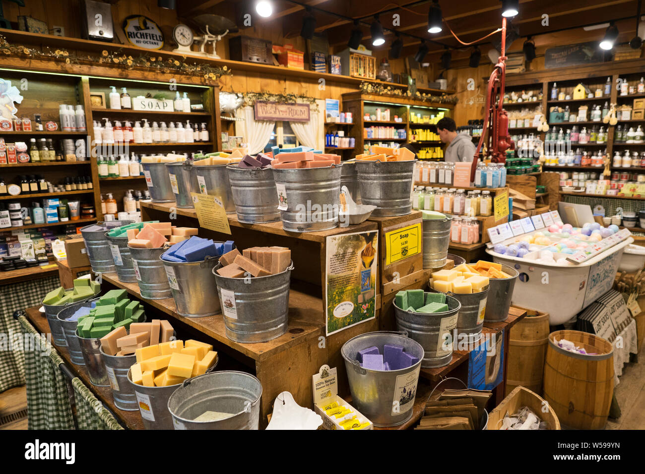 Display of hand made soap bars in Zeb's General Store, North Conway, New Hampshire, USA. Stock Photo