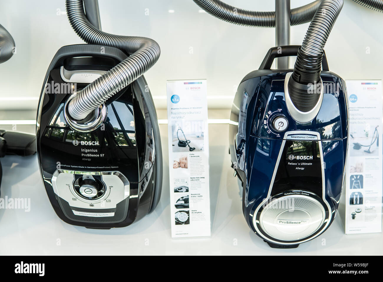 Warsaw, Poland, 2018, inside Bosch showroom, vacuum cleaner BOSCH on  display for sale, produced by BSH Home Appliances Stock Photo - Alamy