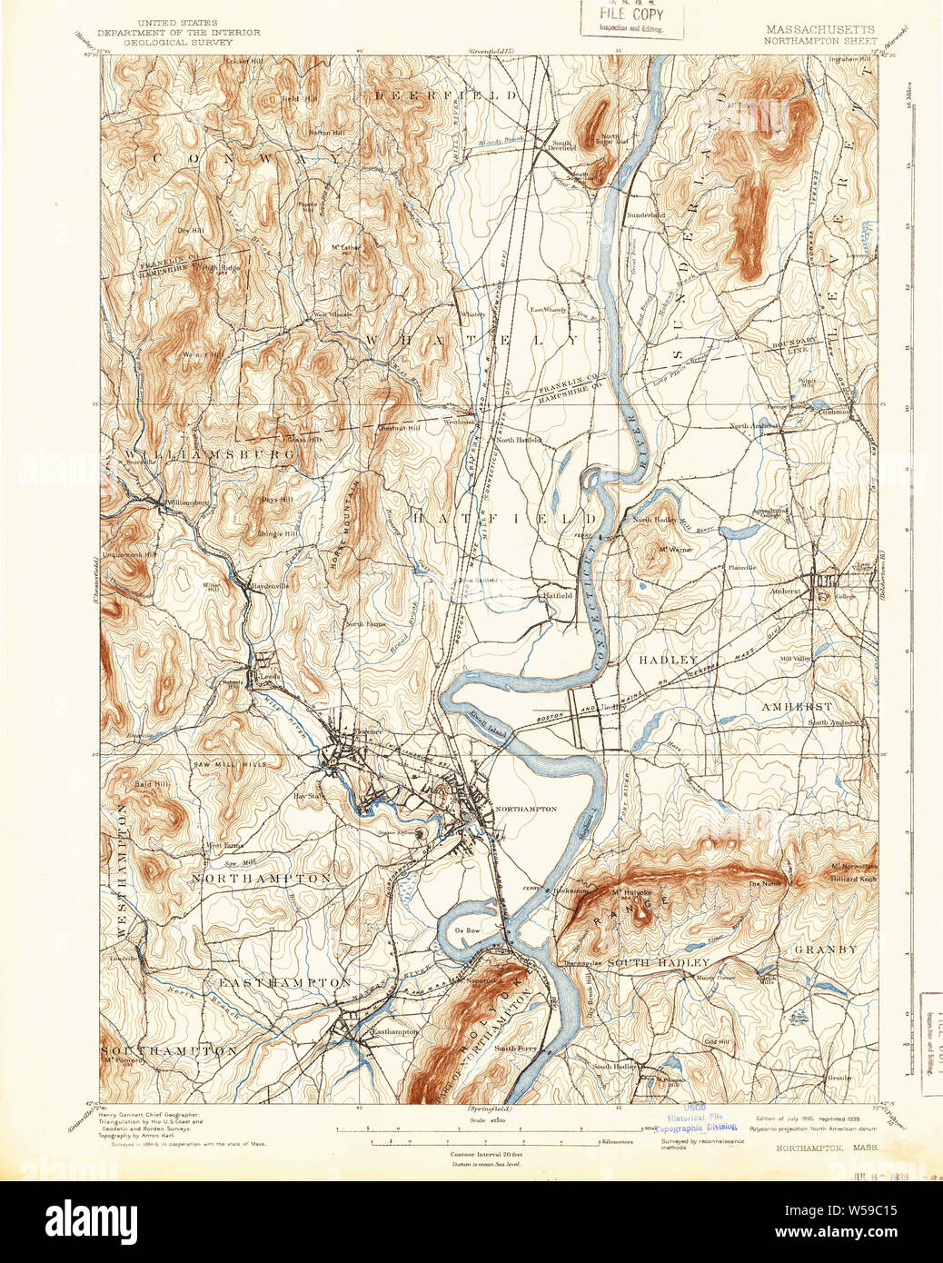Massachusetts USGS Historical Topo Map MA Northampton 352911 1895 62500