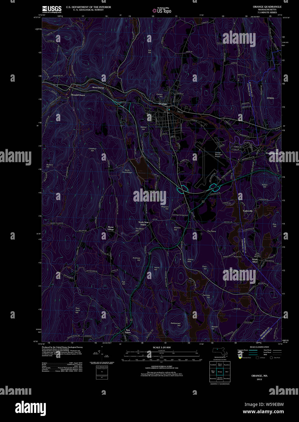 Orange massachusetts map hi res - Massachusetts Usgs Historical Topo Map Ma Orange 20120606 Tm Inverted Restoration W59EBW