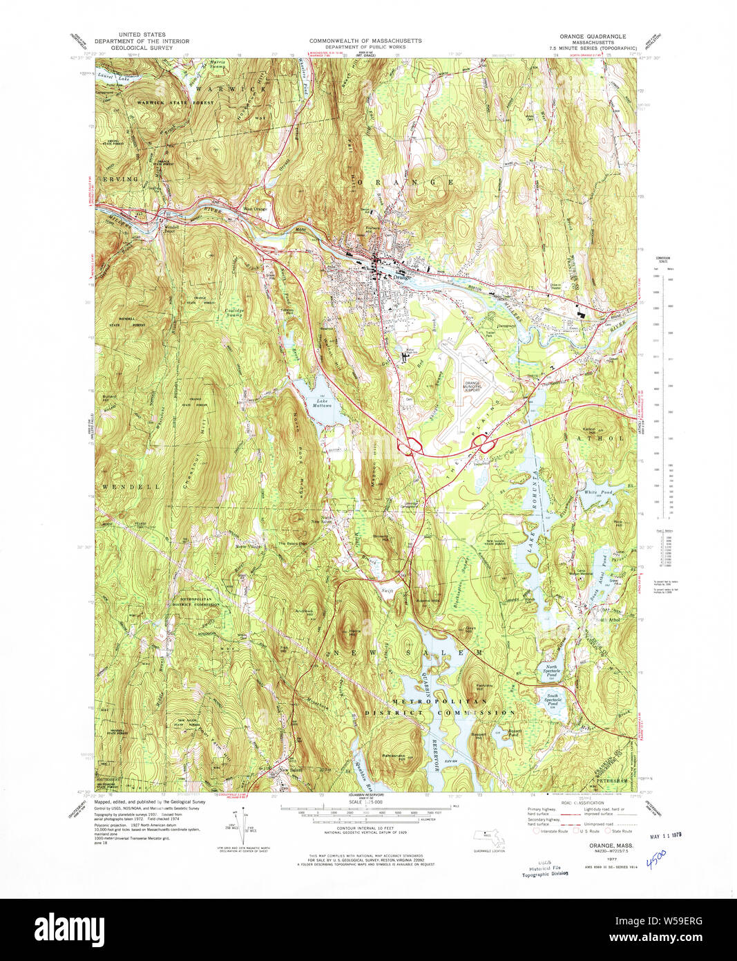 Massachusetts USGS Historical Topo Map MA Orange 351191 1977 25000