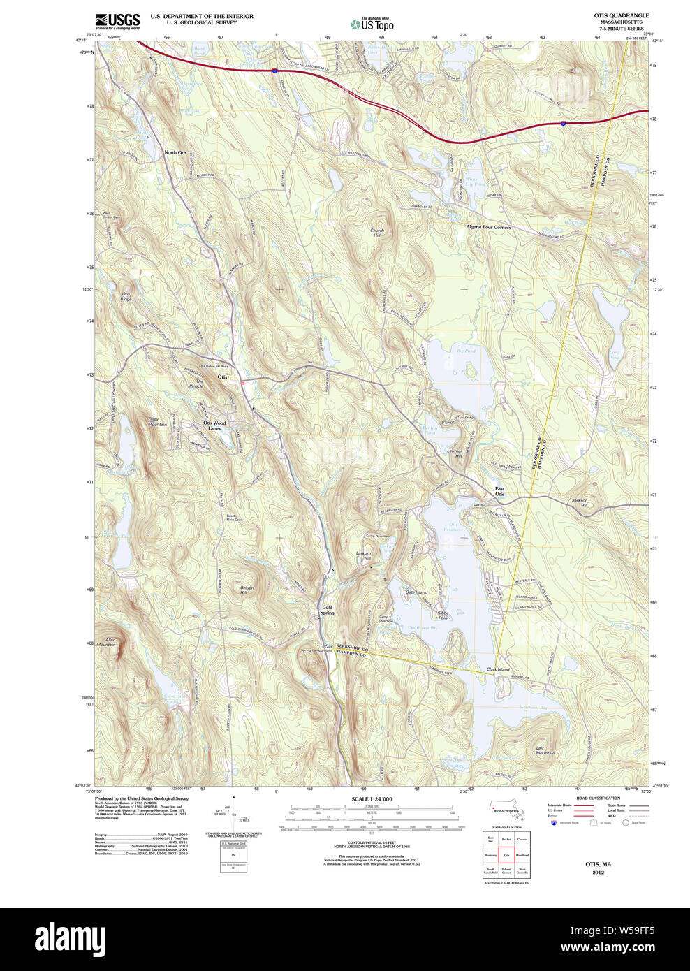 Massachusetts USGS Historical Topo Map MA Otis 20120529 TM Restoration