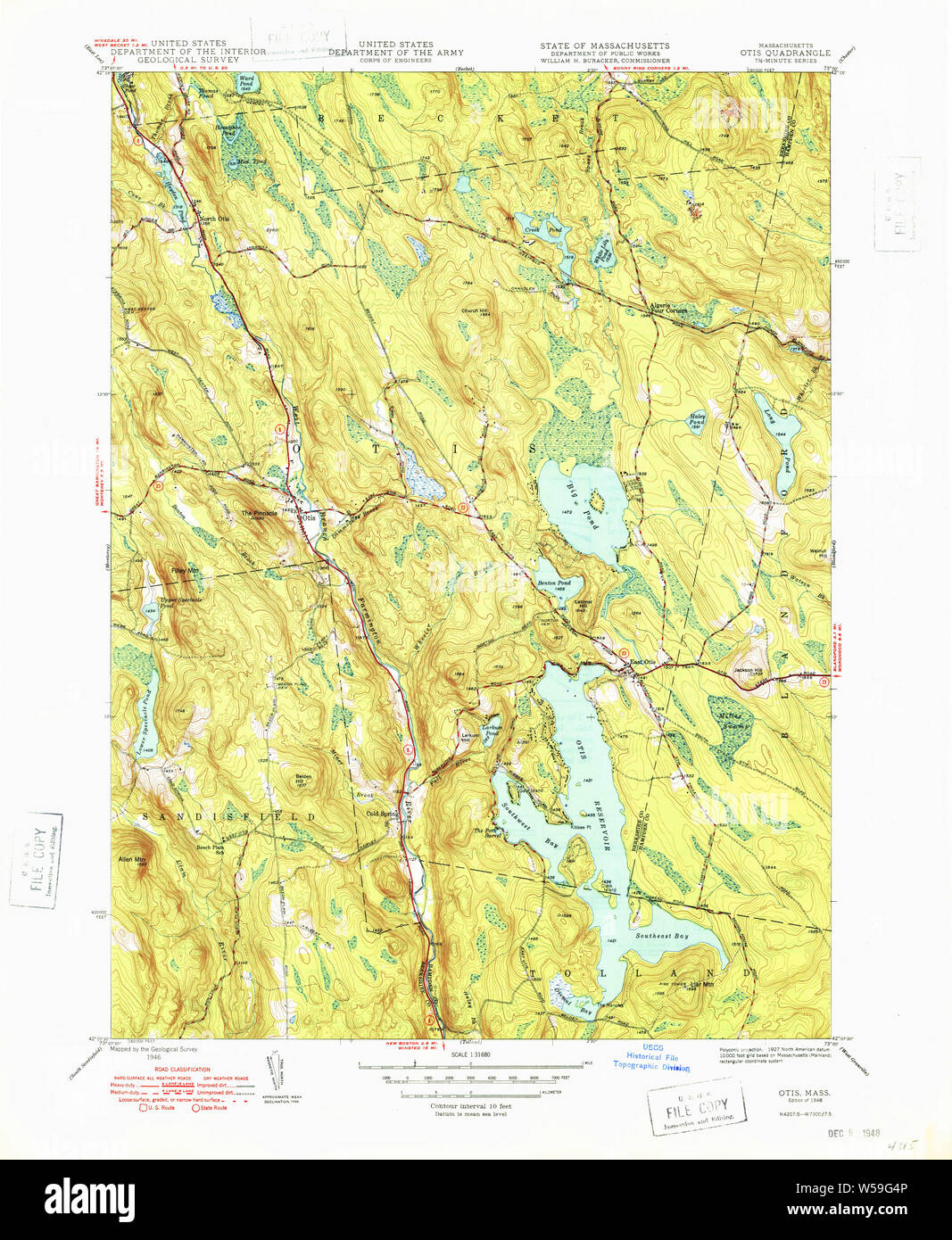 Massachusetts USGS Historical Topo Map MA Otis 352031 1948 31680