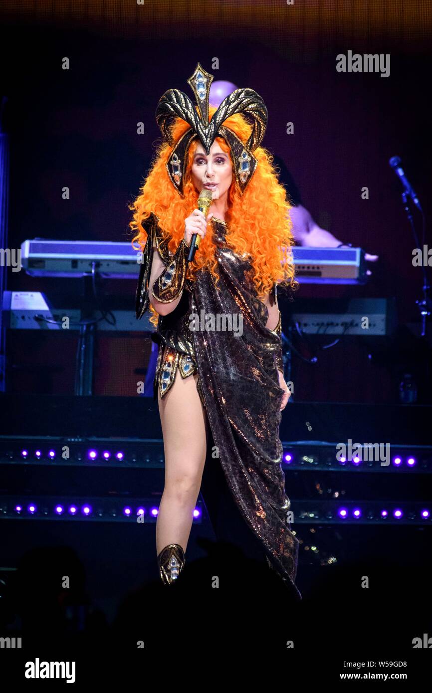 American singer and actress CHER  (Cherilyn Sarkisian) performs at a sold out show in Toronto. Stock Photo