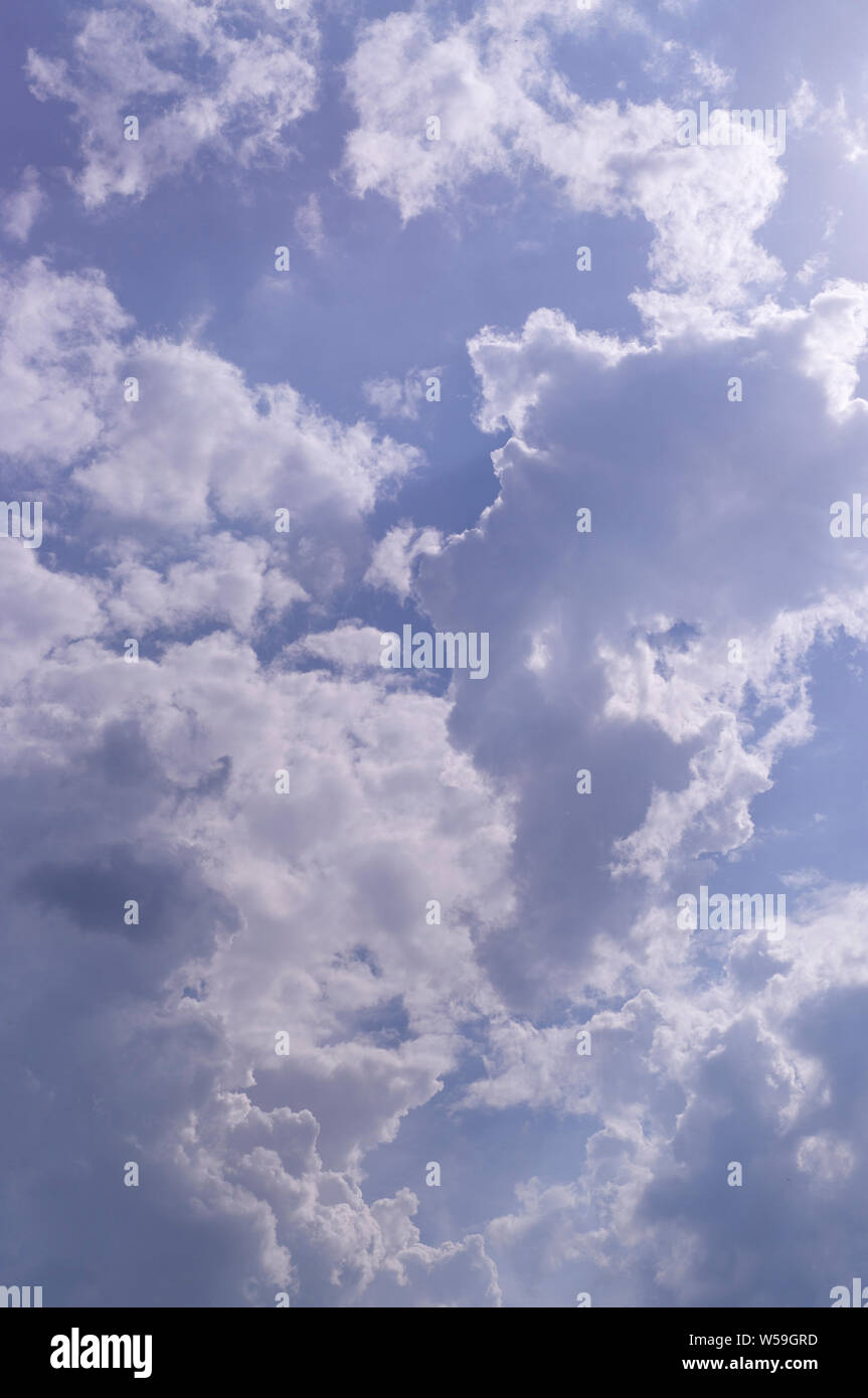 blue sky with white and gray clouds; cumulus. background; nature Stock