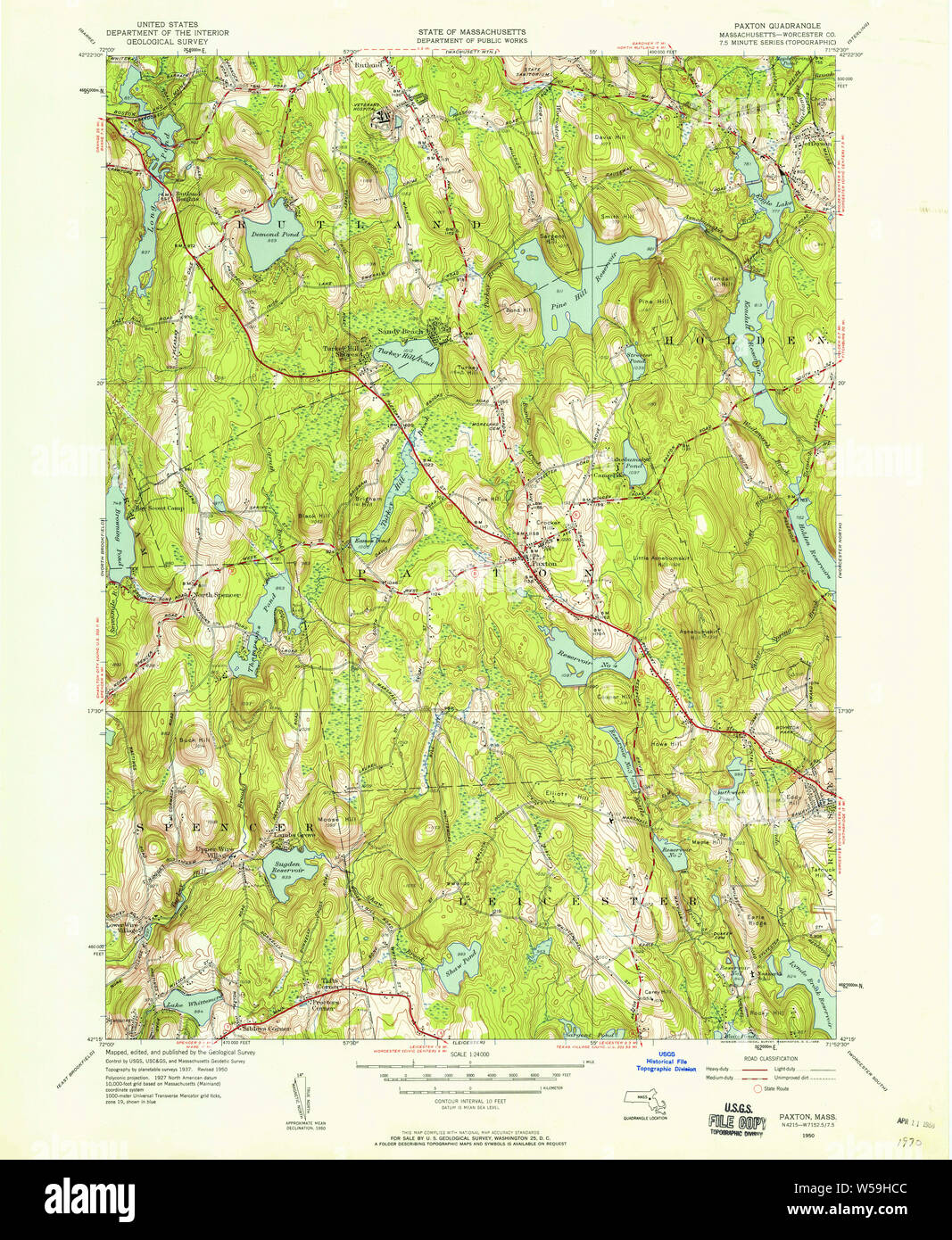 Massachusetts USGS Historical Topo Map MA Paxton 350442 1950 24000   Massachusetts Usgs Historical Topo Map Ma Paxton 350442 1950 24000 Restoration W59HCC 