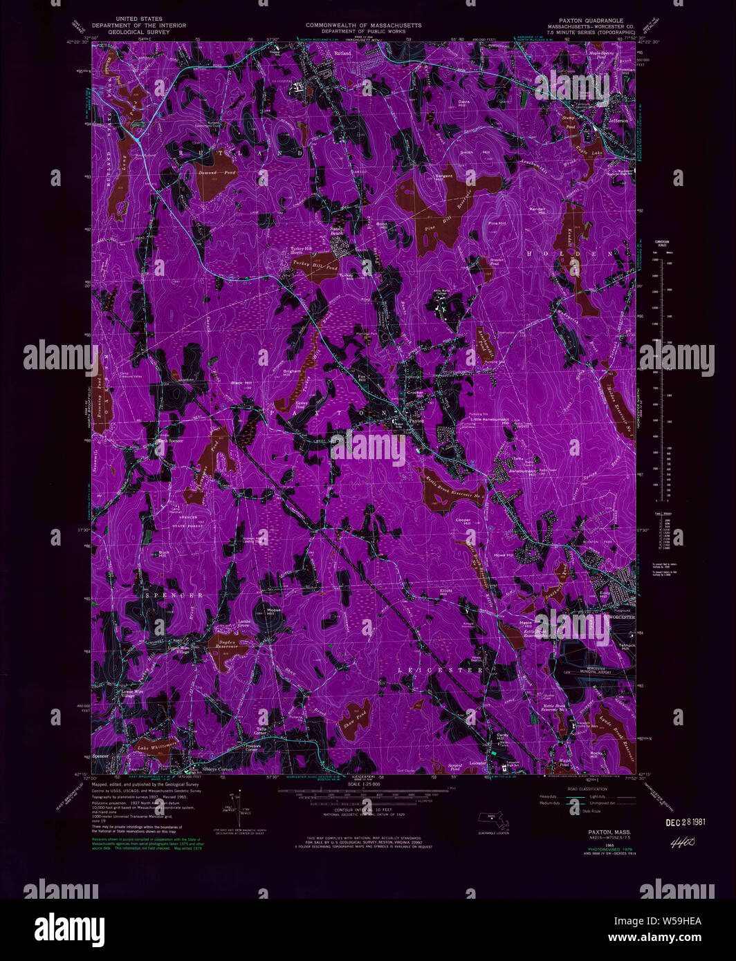 Massachusetts USGS Historical Topo Map MA Paxton 351211 1965 25000