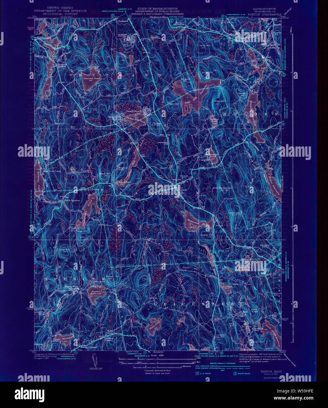 Massachusetts USGS Historical Topo Map MA Paxton 352047 1941 31680