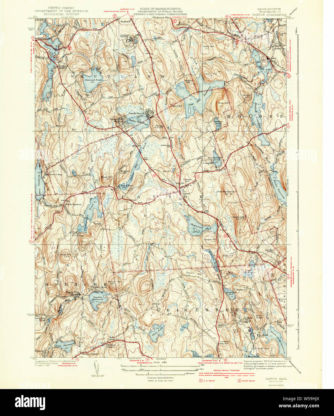 Massachusetts USGS Historical Topo Map MA Paxton 352047 1941 31680