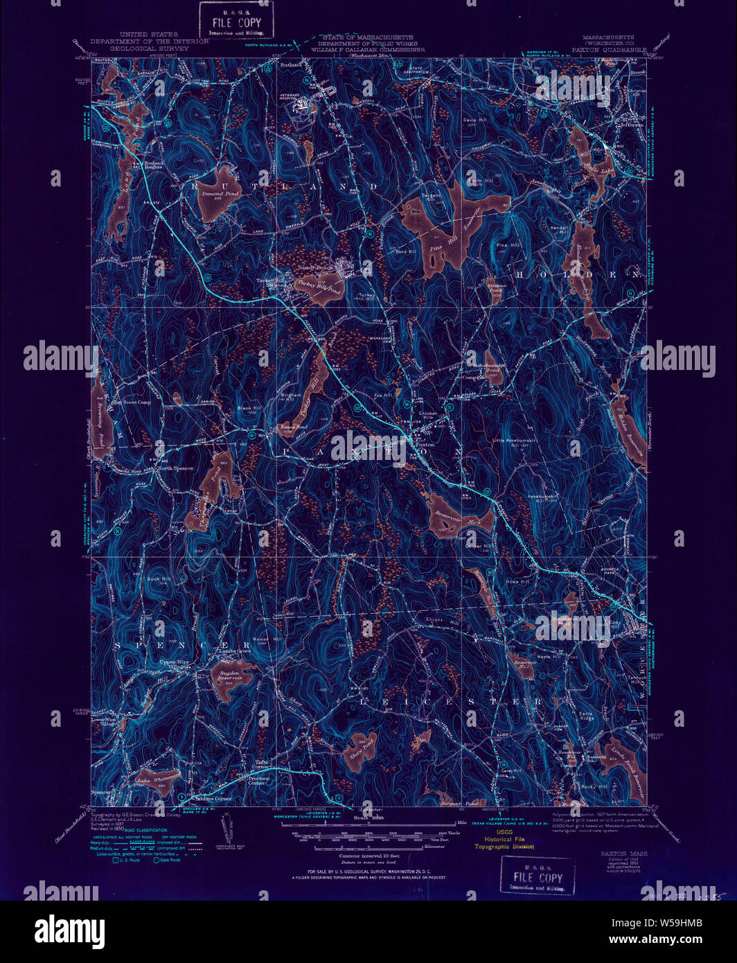 Massachusetts USGS Historical Topo Map MA Paxton 352049 1941 31680
