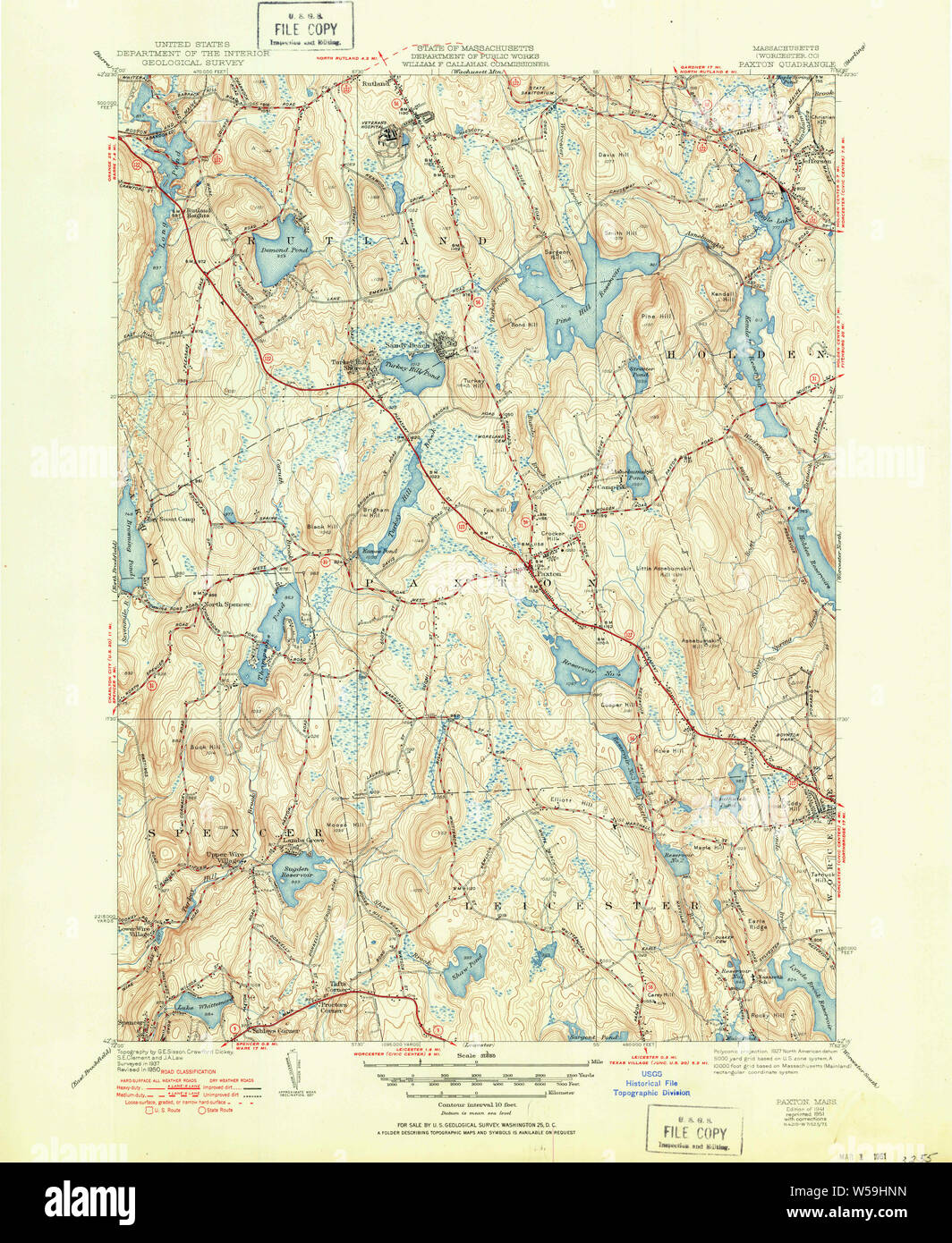 Massachusetts USGS Historical Topo Map MA Paxton 352049 1941 31680