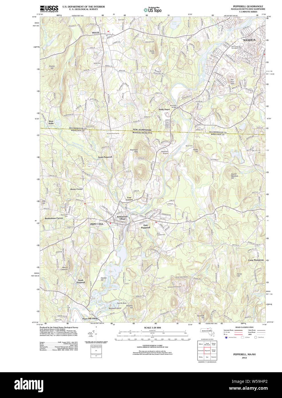 Massachusetts USGS Historical Topo Map MA Pepperell 20120613 TM