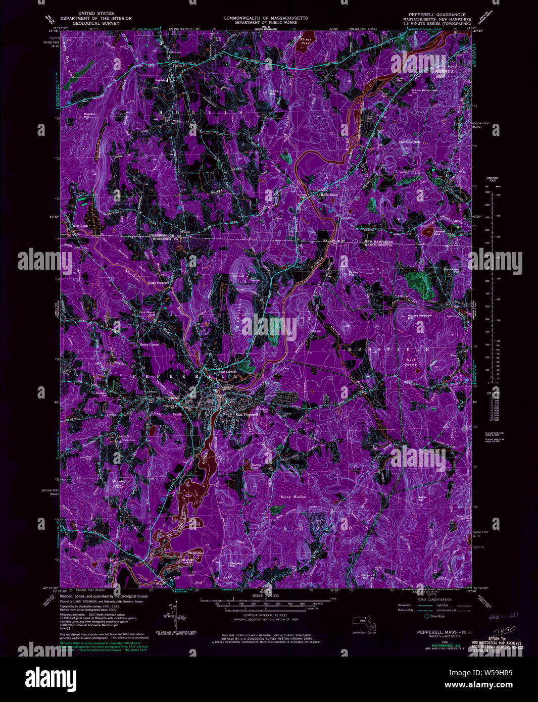 Massachusetts USGS Historical Topo Map MA Pepperell 350447 1965 24000