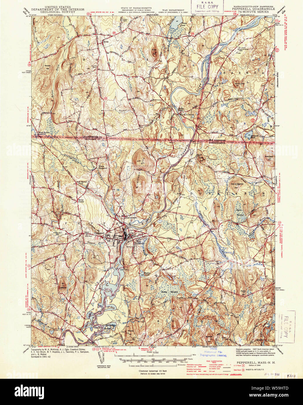 Usgs Historical Topo Maps Massachusetts Usgs Historical Topo Map Ma Pepperell 352051 1944 31680  Restoration Stock Photo - Alamy
