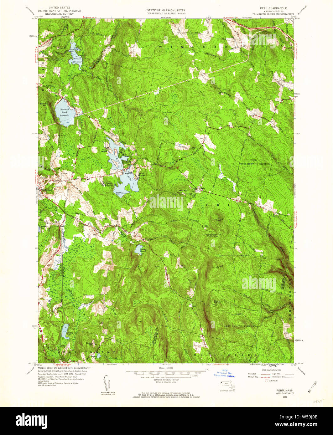 Massachusetts USGS Historical Topo Map MA Peru 350450 1959 24000