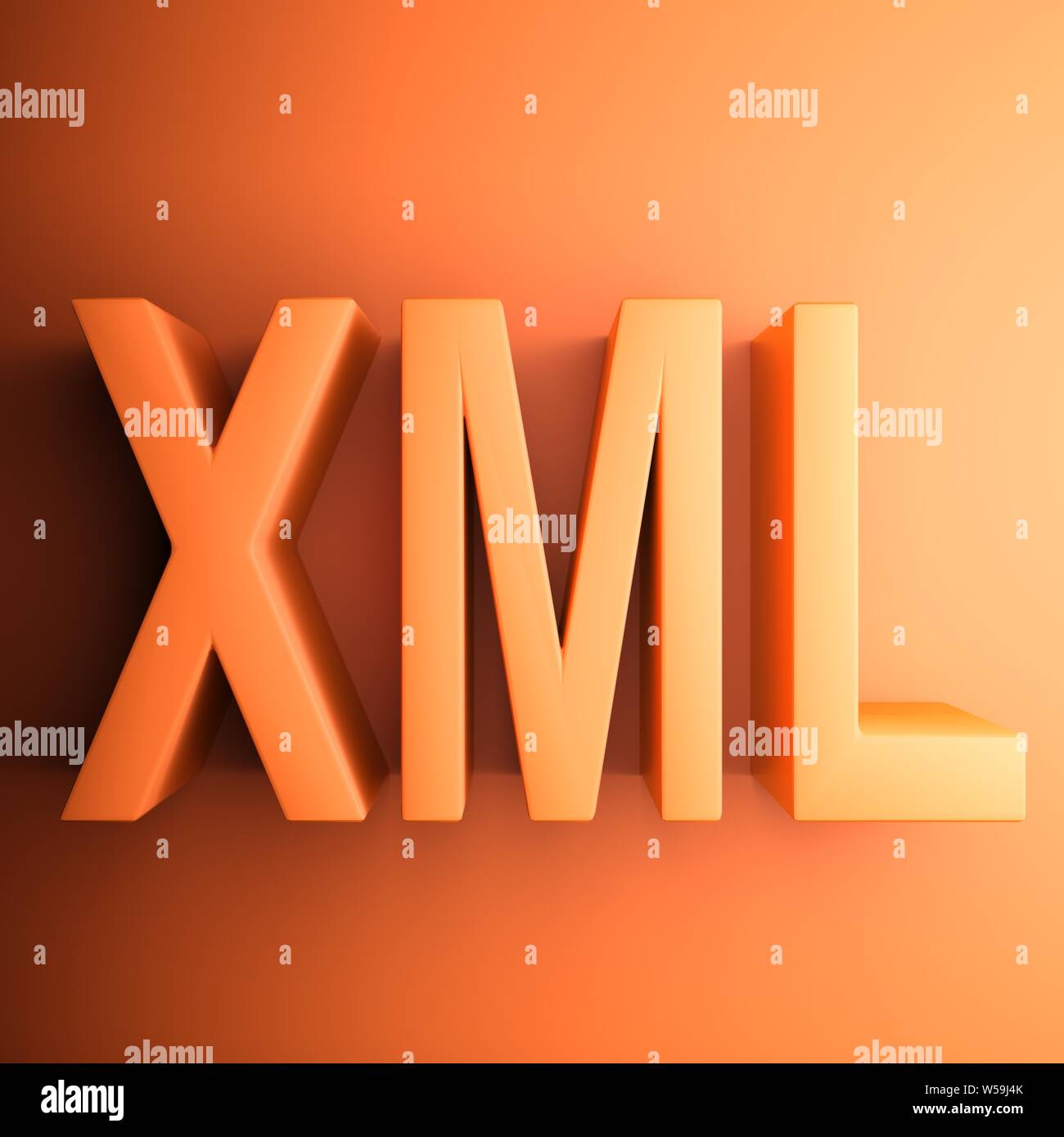 Orange square XML icon - 3D rendering illustration Stock Photo