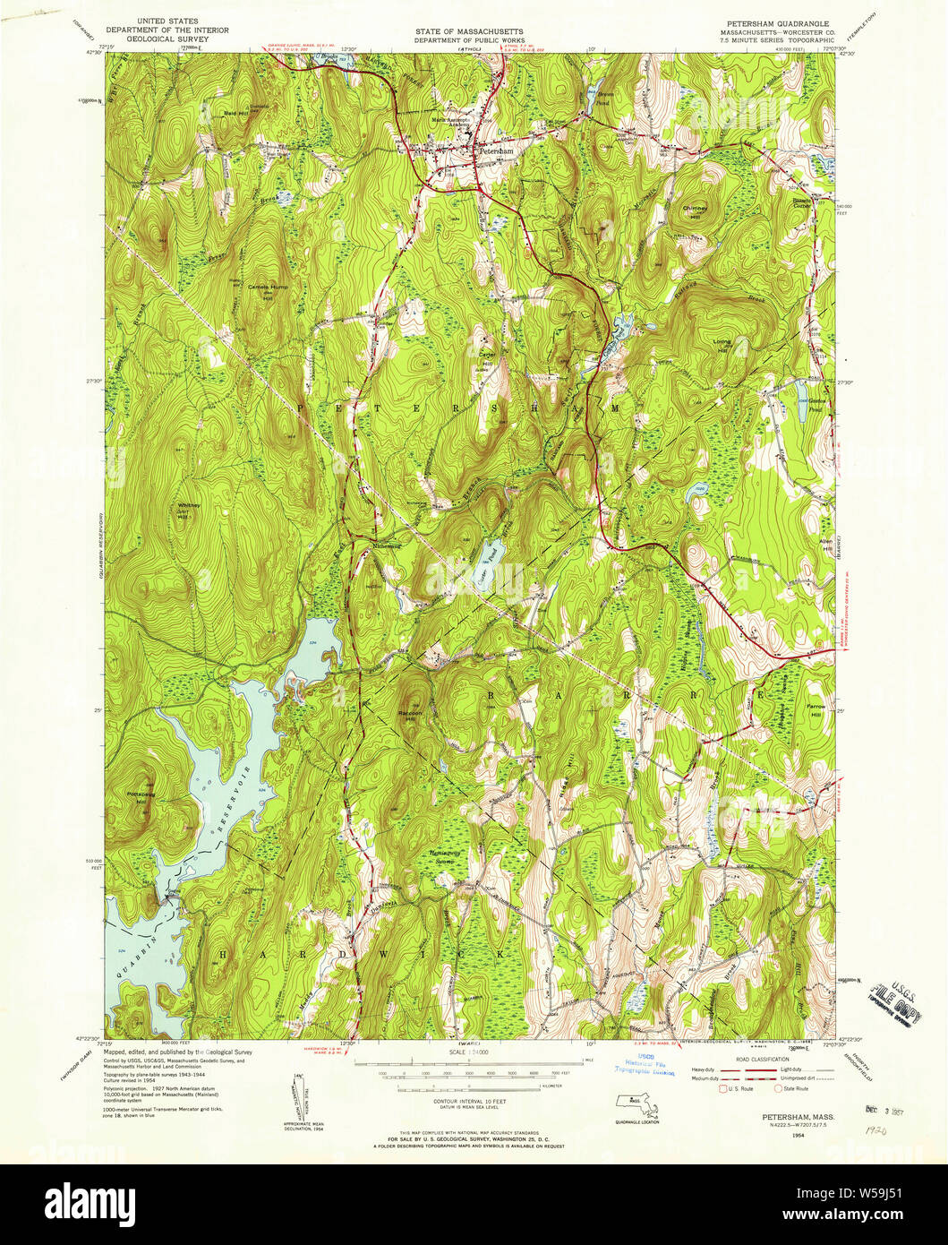 Massachusetts USGS Historical Topo Map MA Petersham 350454 1954 24000