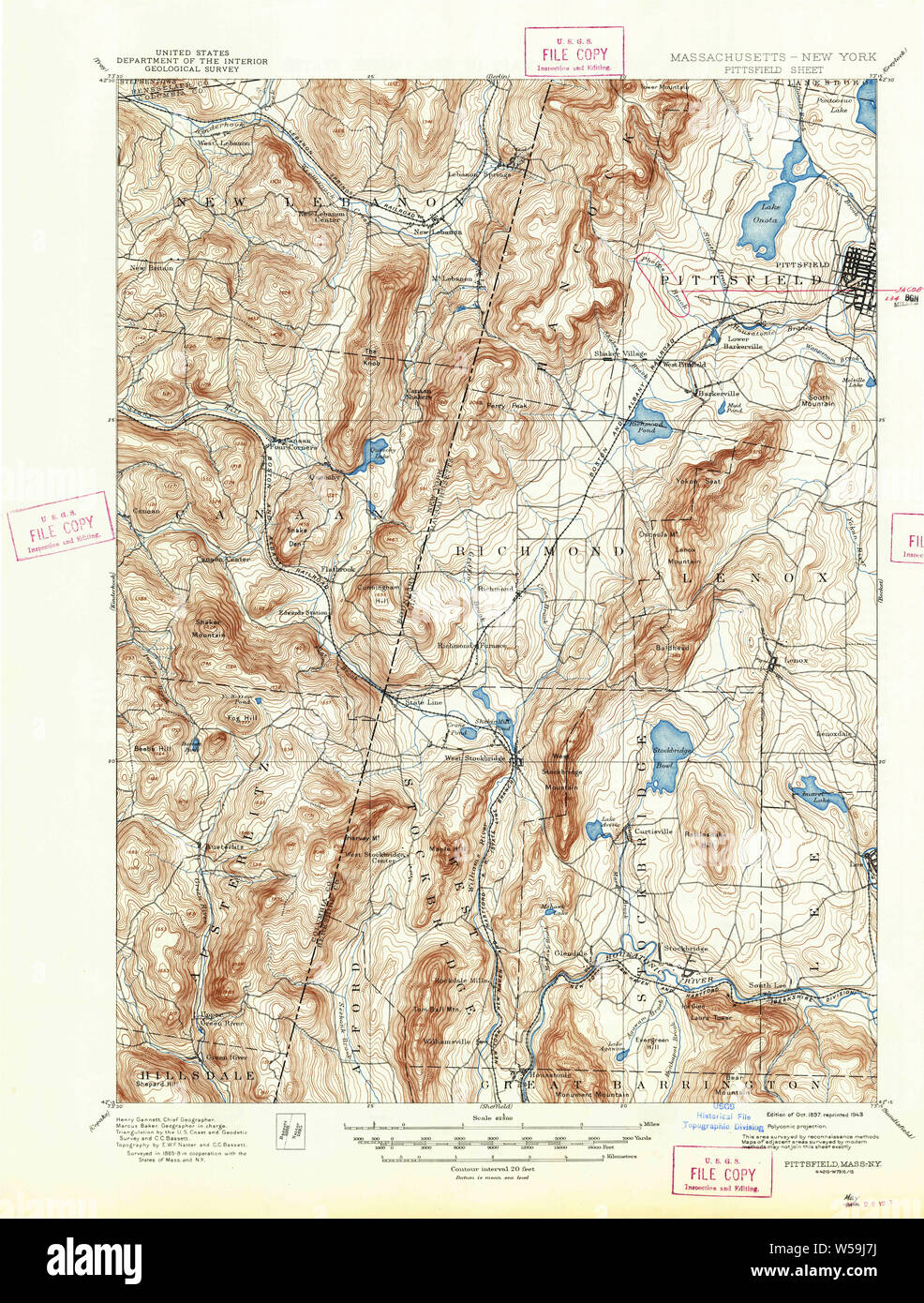 Massachusetts USGS Historical Topo Map MA Pittsfield 352931 1897 62500 ...