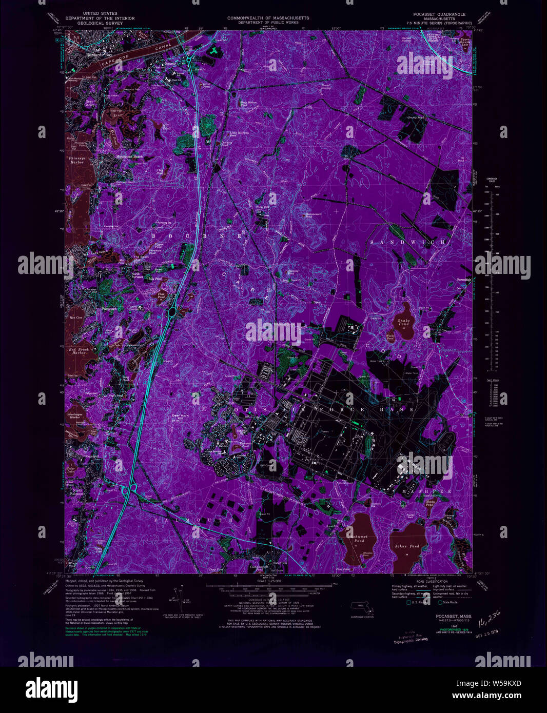 Massachusetts USGS Historical Topo Map MA Pocasset 351240 1967 25000