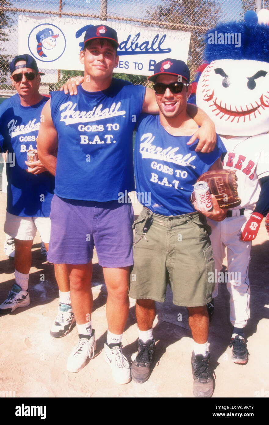 Los Angeles, California, USA 12th October 1994 Actor Chris Browning and Comedian/actor Joe Rogan attend Hardball Goes To B.A.T. baseball game on October 12, 1994 in Los Angeles, California, USA. Photo by Barry King/Alamy Stock Photo Stock Photo