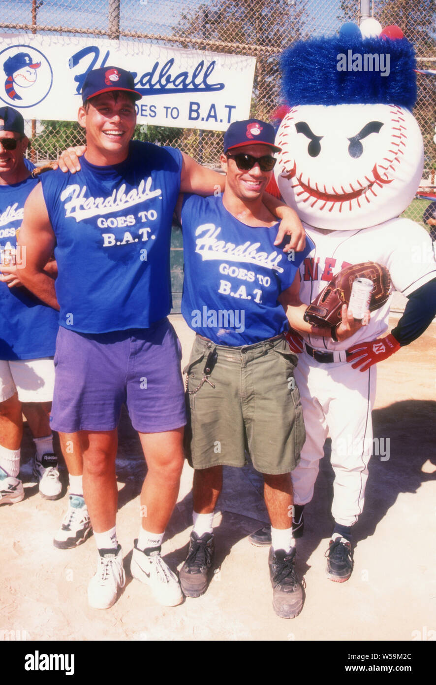 Los Angeles, California, USA 12th October 1994 Actor Chris Browning and Comedian/actor Joe Rogan attend Hardball Goes To B.A.T. baseball game on October 12, 1994 in Los Angeles, California, USA. Photo by Barry King/Alamy Stock Photo Stock Photo